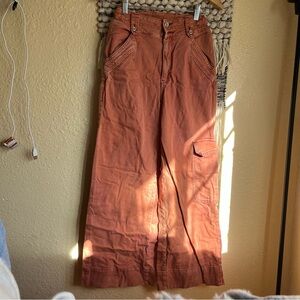 Anthropologie Rust Brown Wide-Leg Cargo Jeans